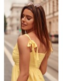 Lovely dress with an envelope neckline, yellow PR3196 - Online store - Boutique